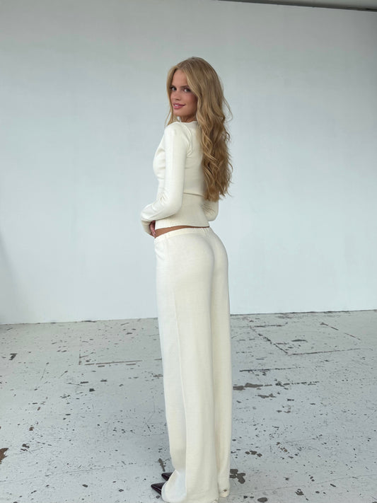 Knit trousers - cream