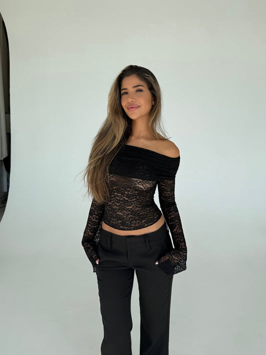 Kaia lace top - black