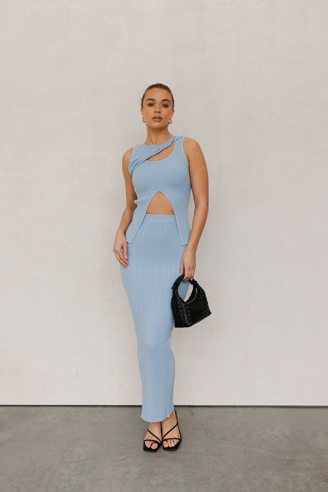Whitlee Top - Baby Blue Knit