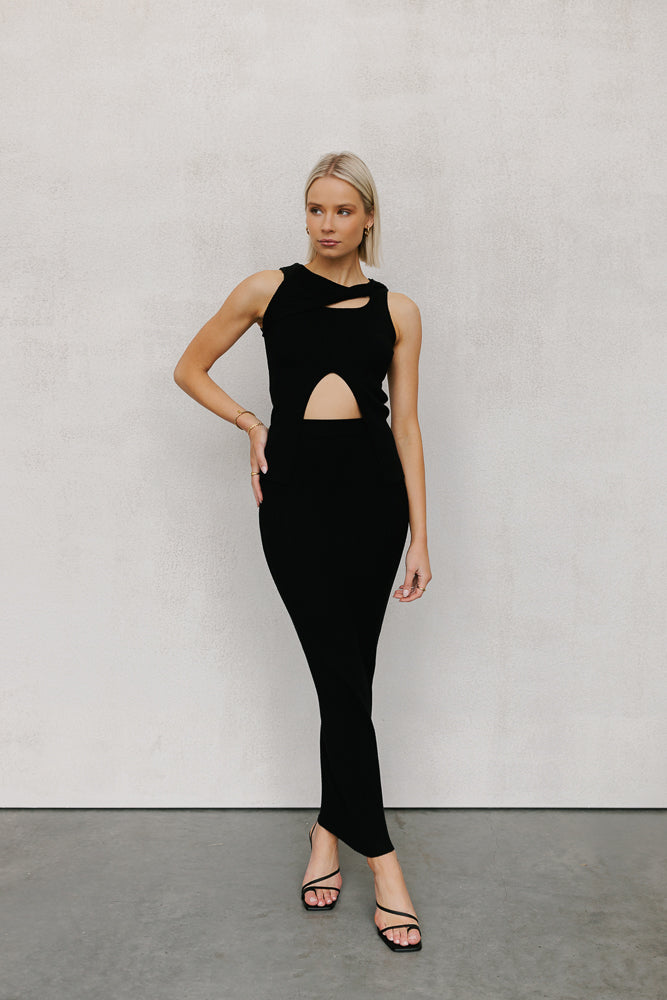 Hanna Maxi Skirt - Black Knit