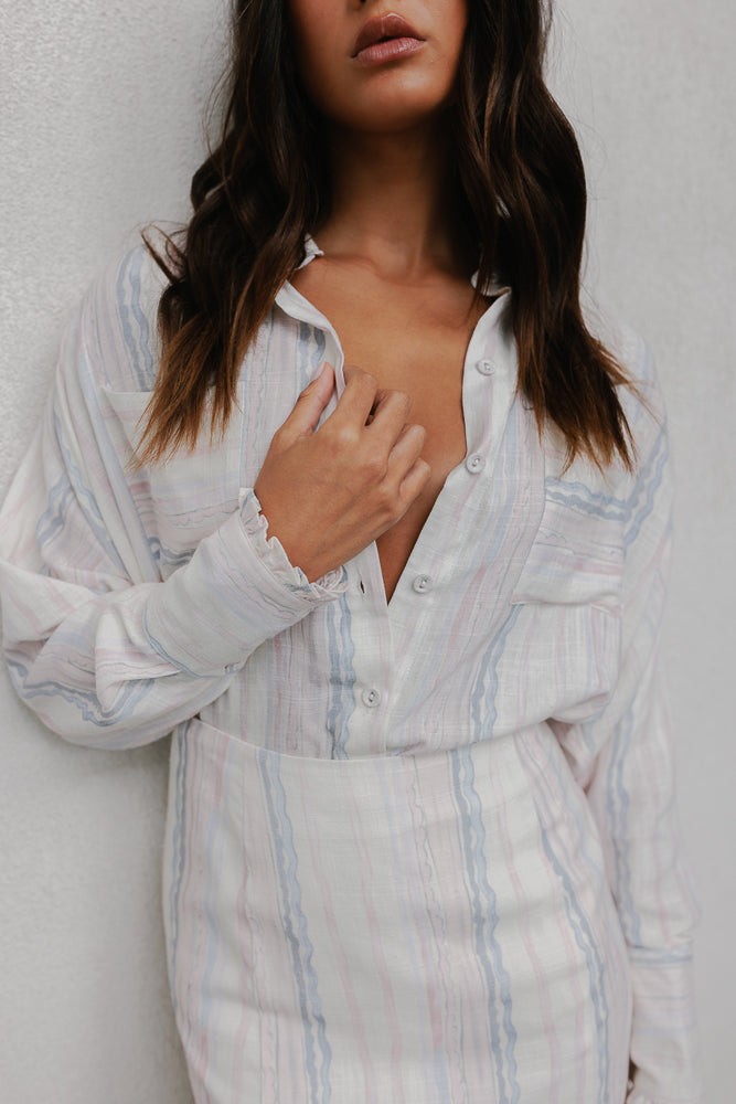 Aprire Mini Skirt - Pastel Watercolour Stripe