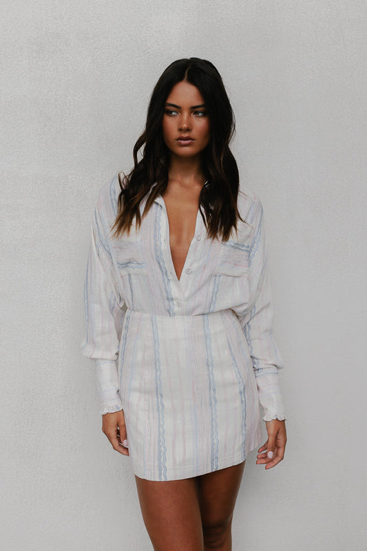 Aprire Mini Skirt - Pastel Watercolour Stripe