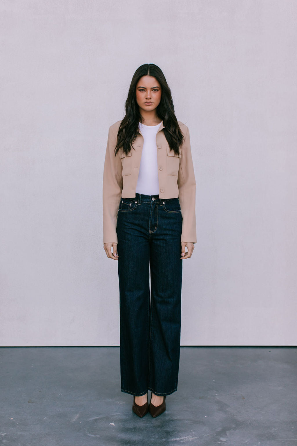 Jovie Cropped Jacket - Beige