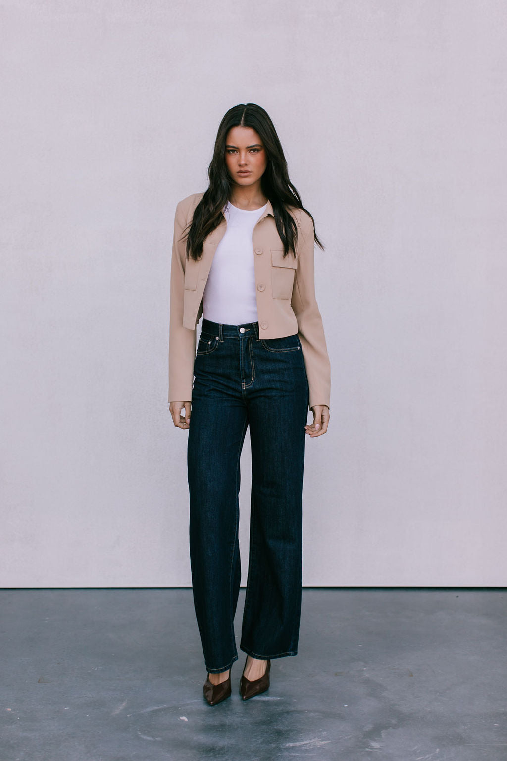 Jovie Cropped Jacket - Beige