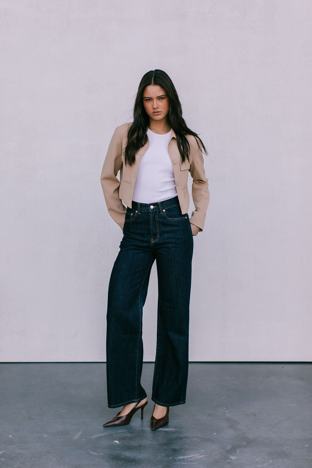 Jovie Cropped Jacket - Beige