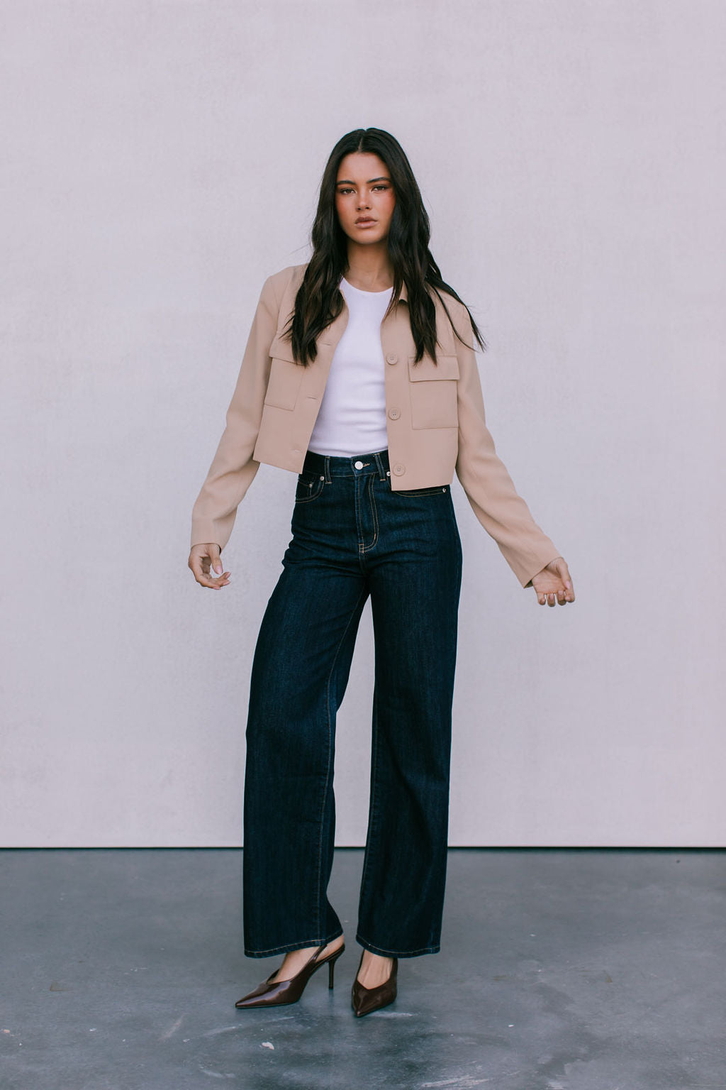 Jovie Cropped Jacket - Beige