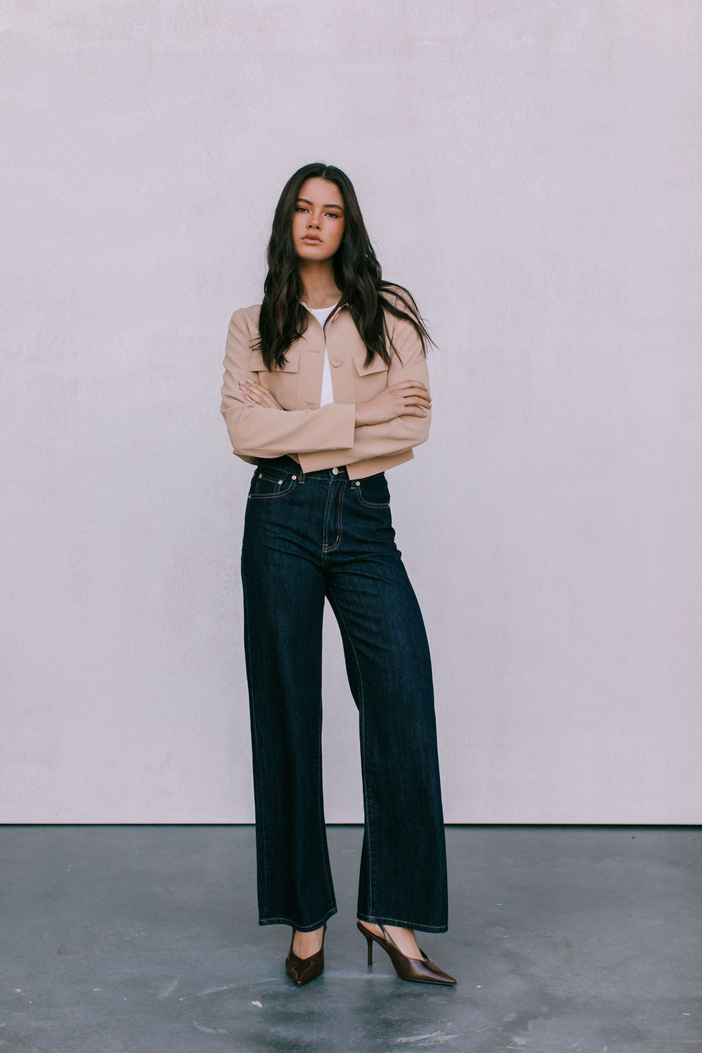 Jovie Cropped Jacket - Beige