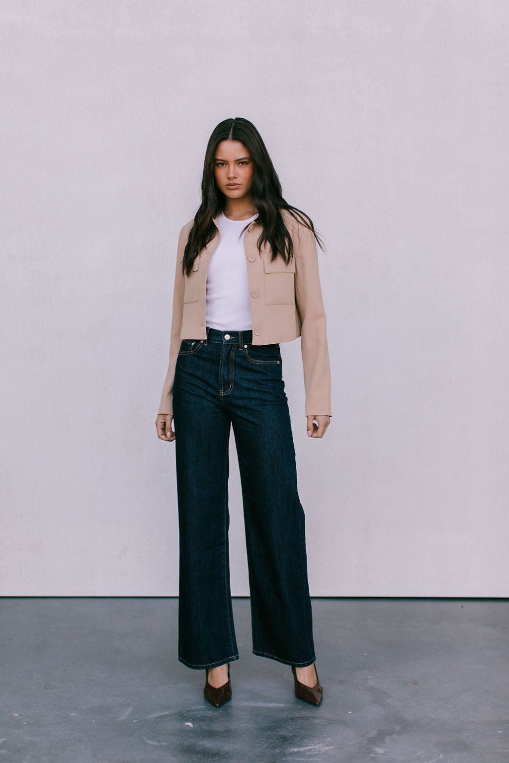 Jovie Cropped Jacket - Beige