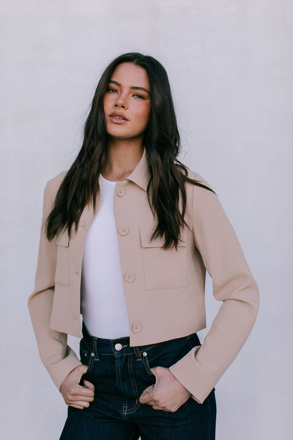 Jovie Cropped Jacket - Beige