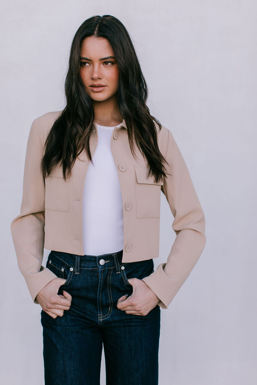 Jovie Cropped Jacket - Beige