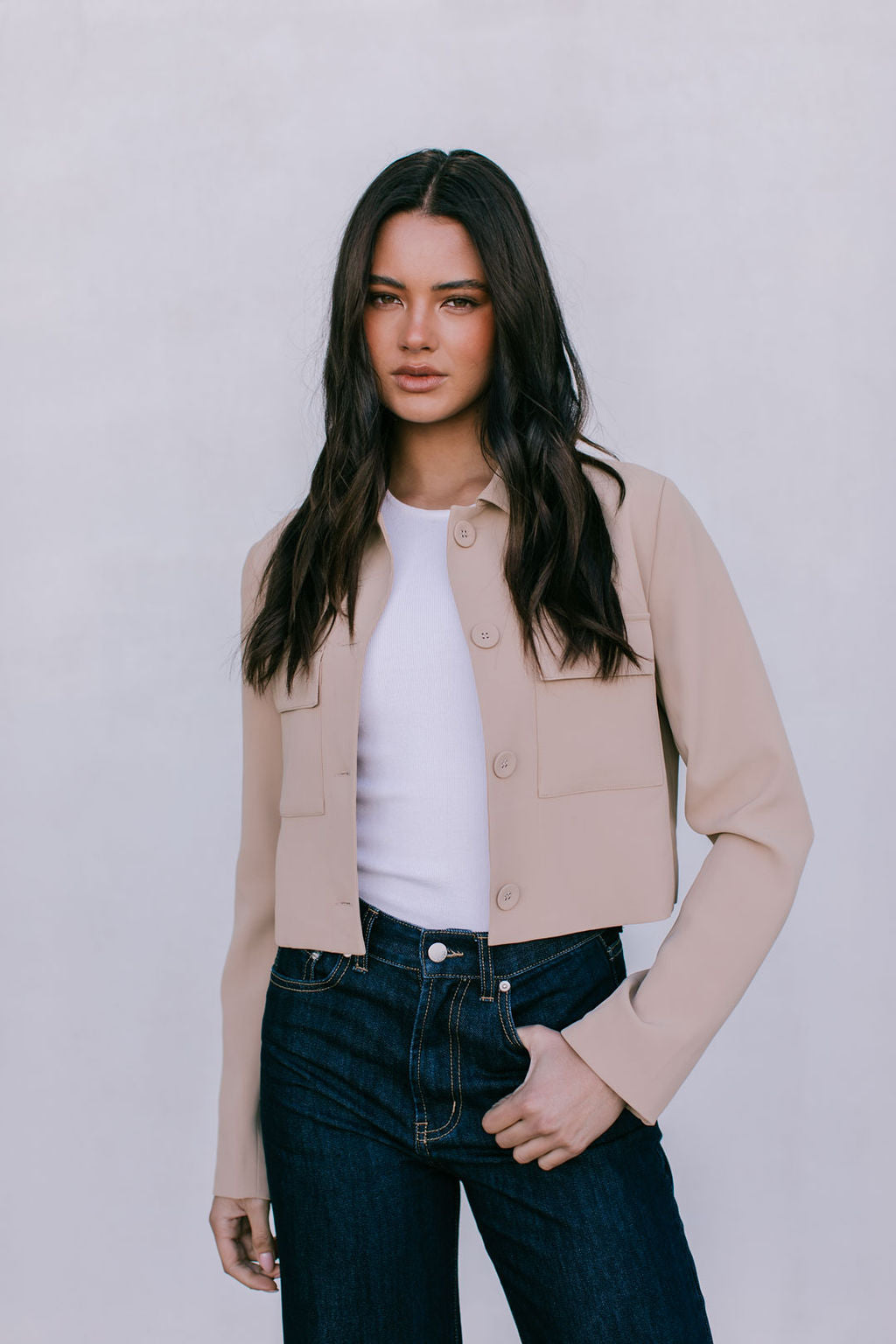 Jovie Cropped Jacket - Beige