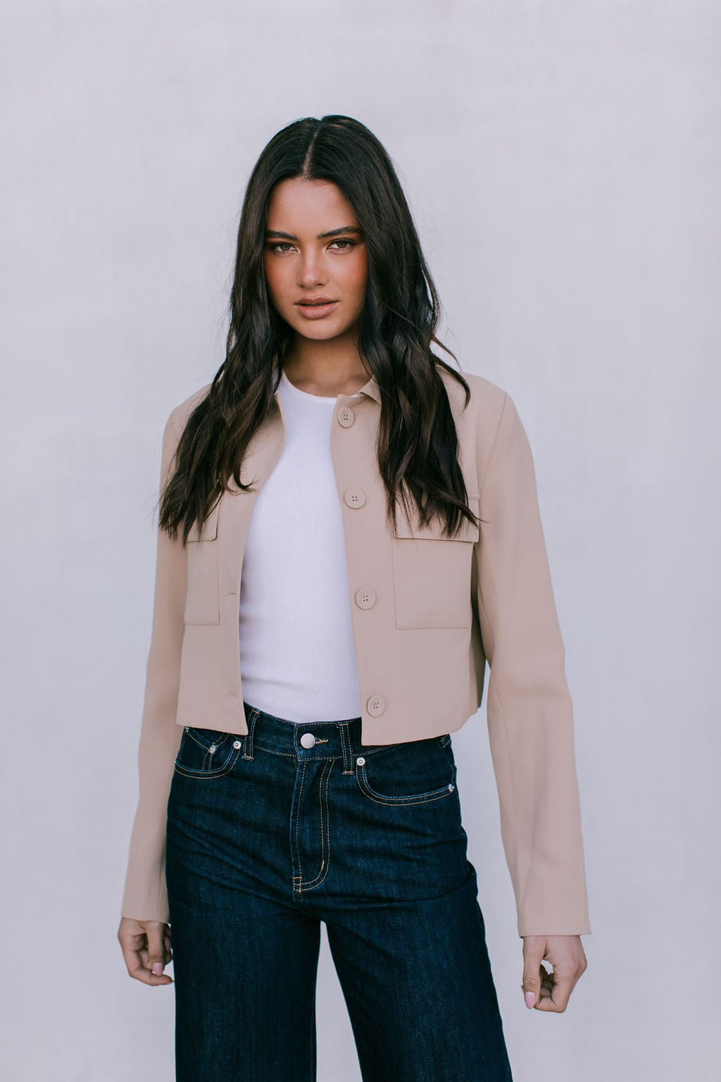 Jovie Cropped Jacket - Beige