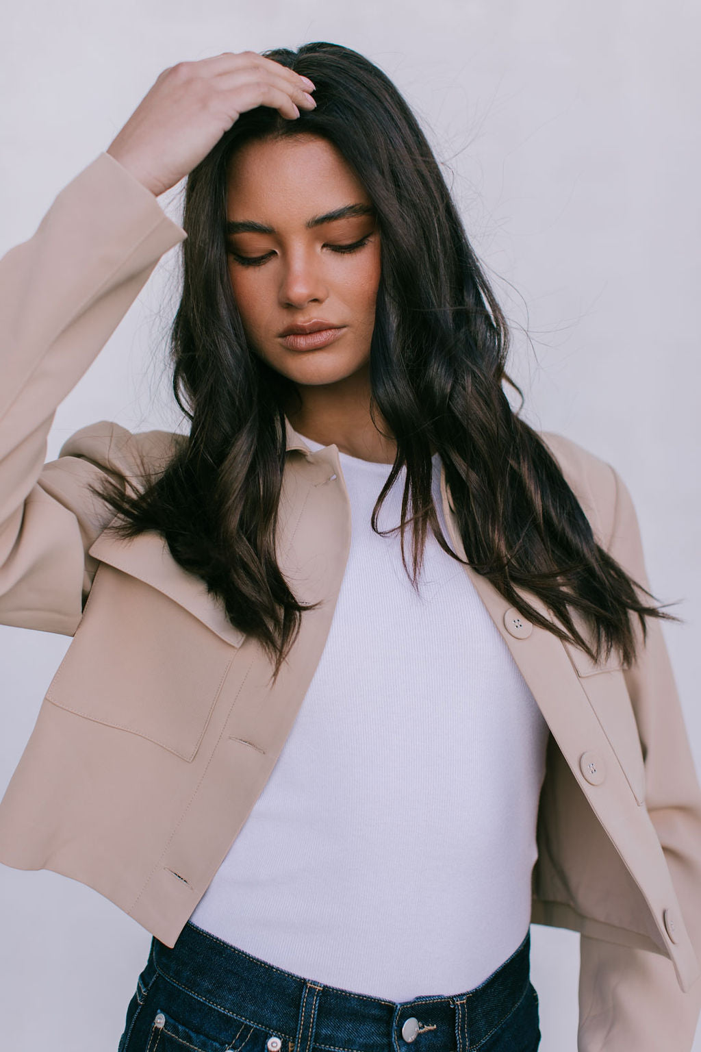 Jovie Cropped Jacket - Beige