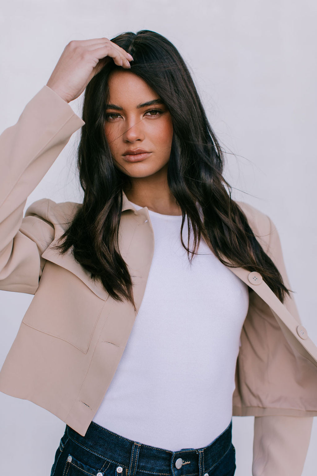 Jovie Cropped Jacket - Beige