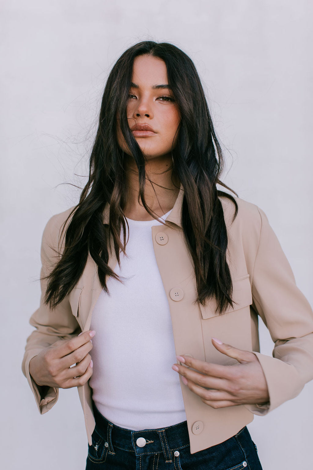 Jovie Cropped Jacket - Beige