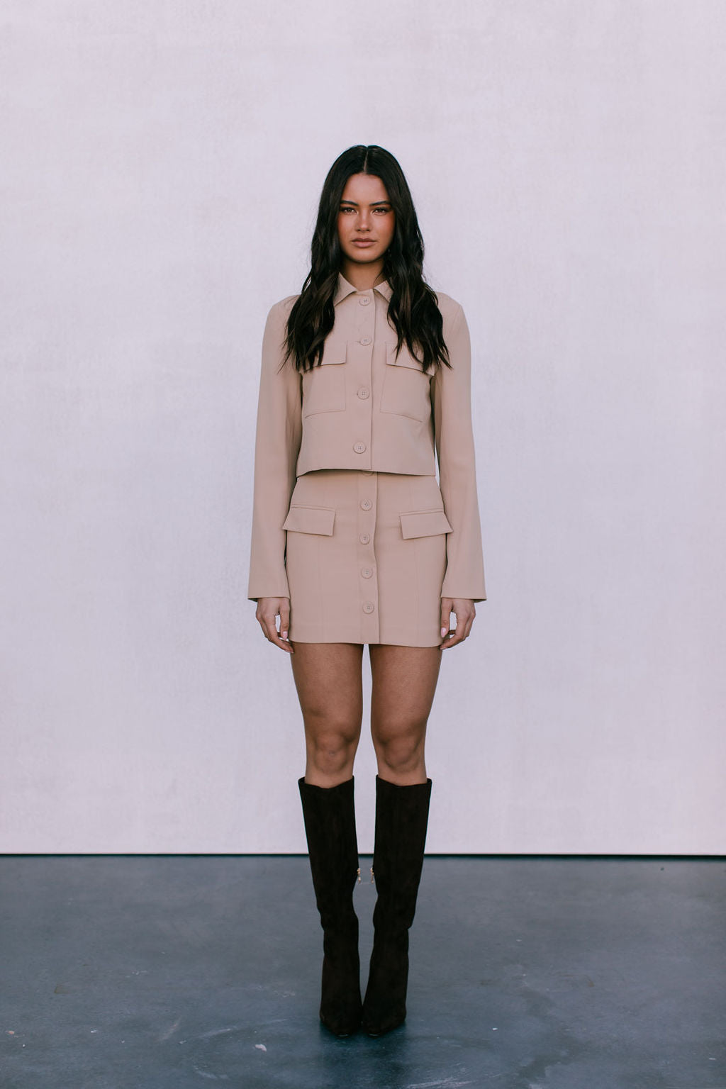 Jovie Cropped Jacket - Beige