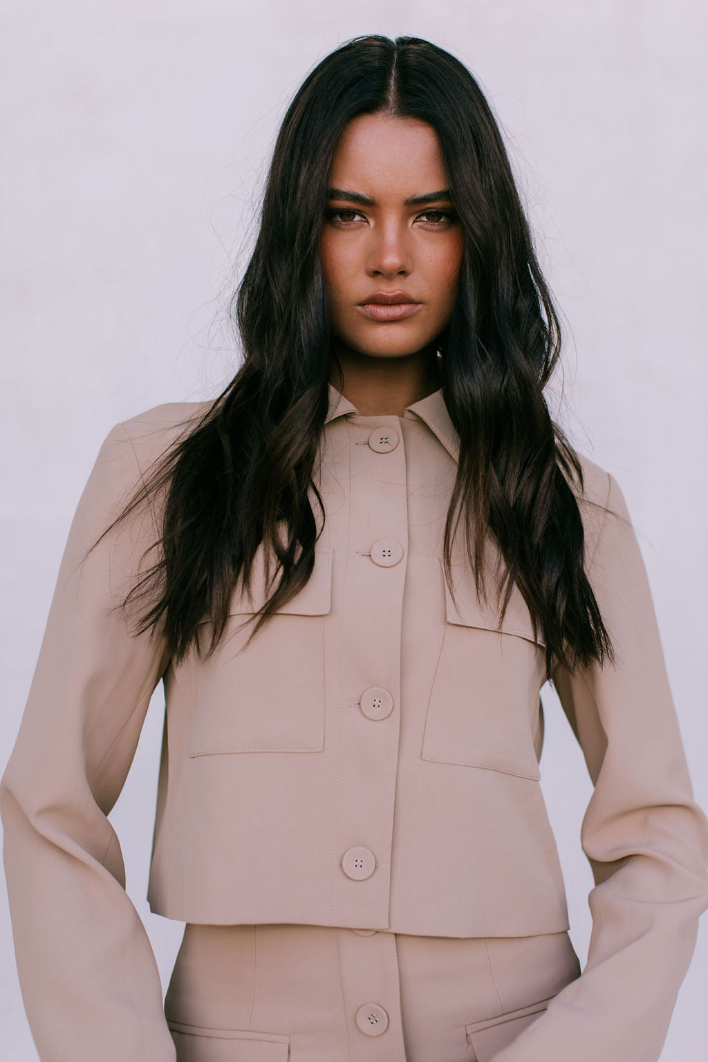 Jovie Cropped Jacket - Beige