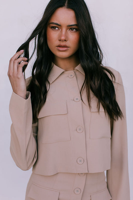 Jovie Cropped Jacket - Beige