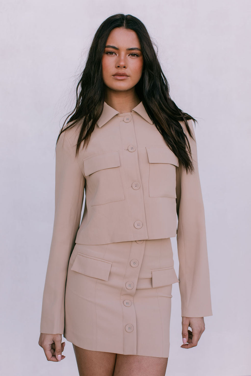 Jovie Cropped Jacket - Beige