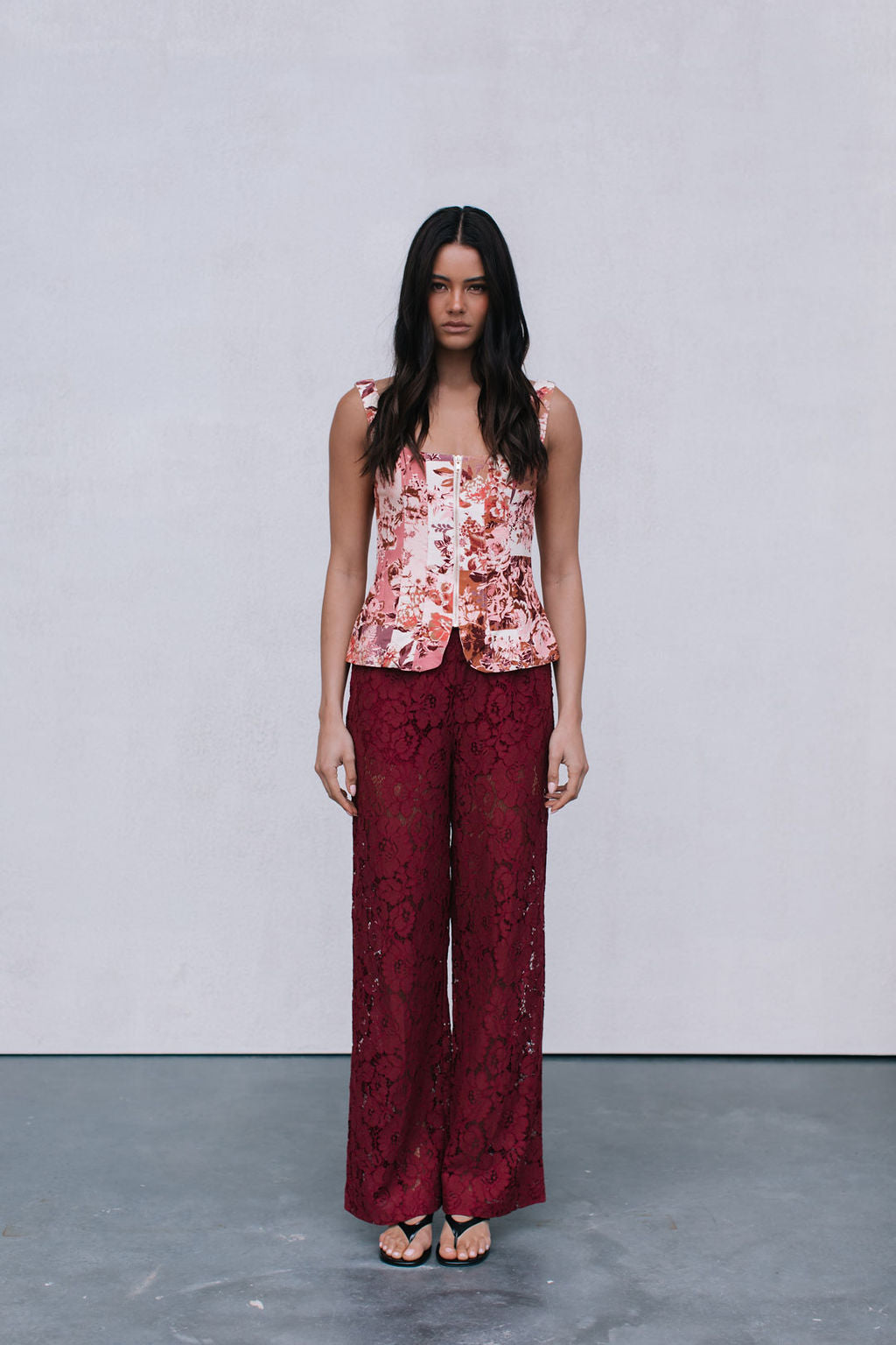 Finora Zip Top - Fleur Print
