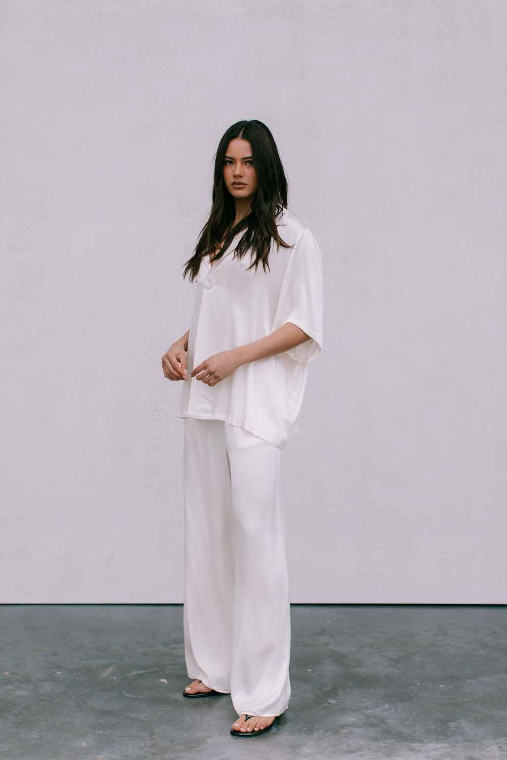 Eve Relaxed Pants - Cream Satin