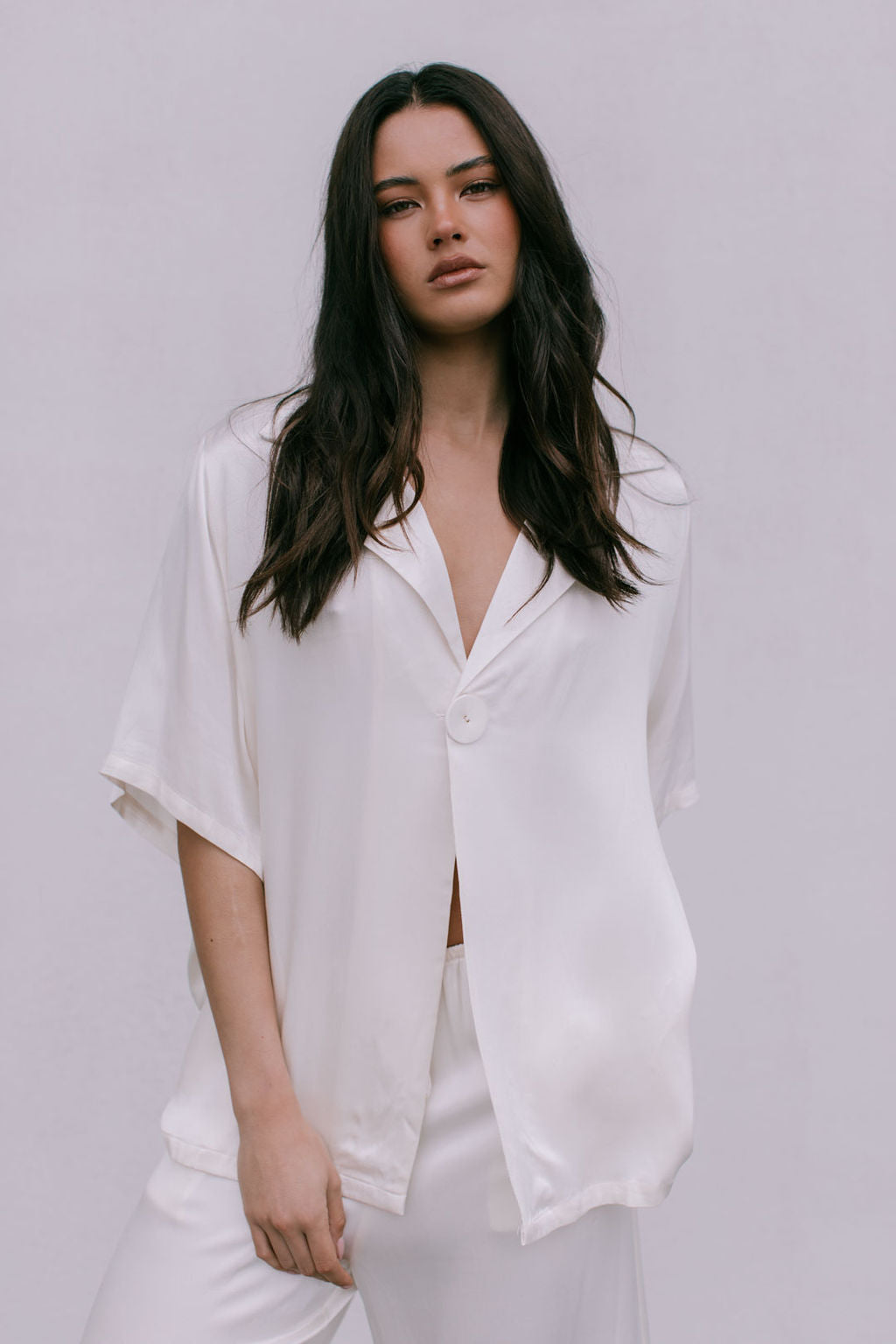 Eve Relaxed Pants - Cream Satin