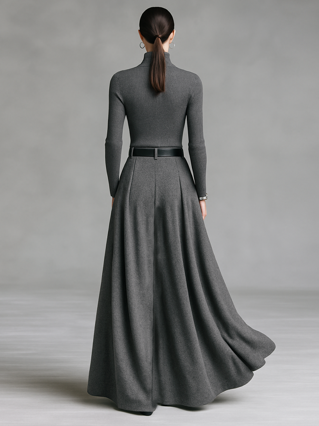 Women's Fashion Tight Knit Top Woolen Skirt Set(Without Belt)MDA0710H9Y