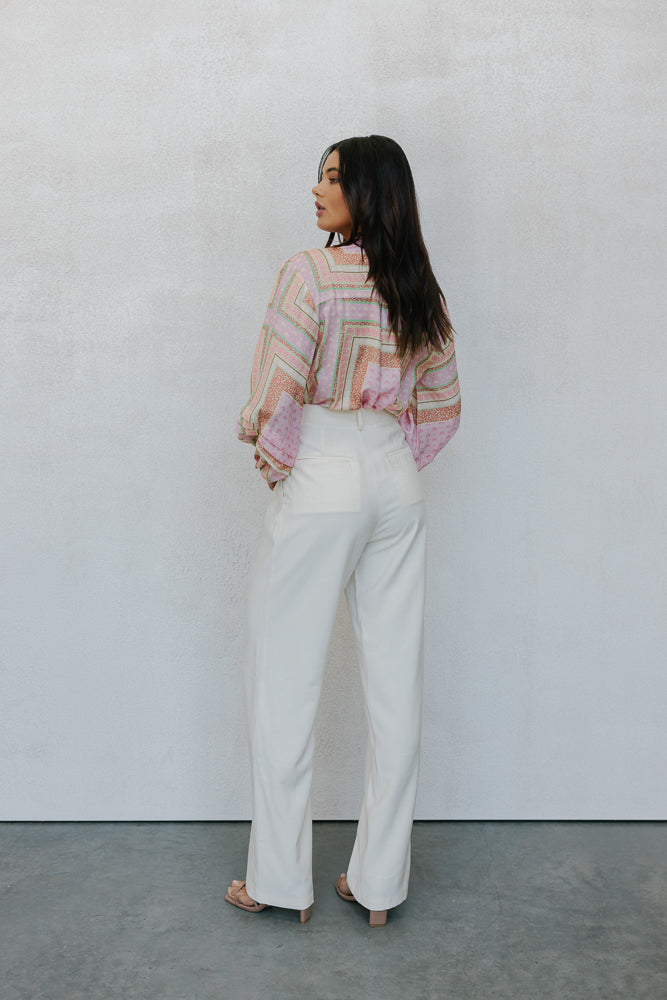Chicago Billowed Shirt - Pink Tile Print