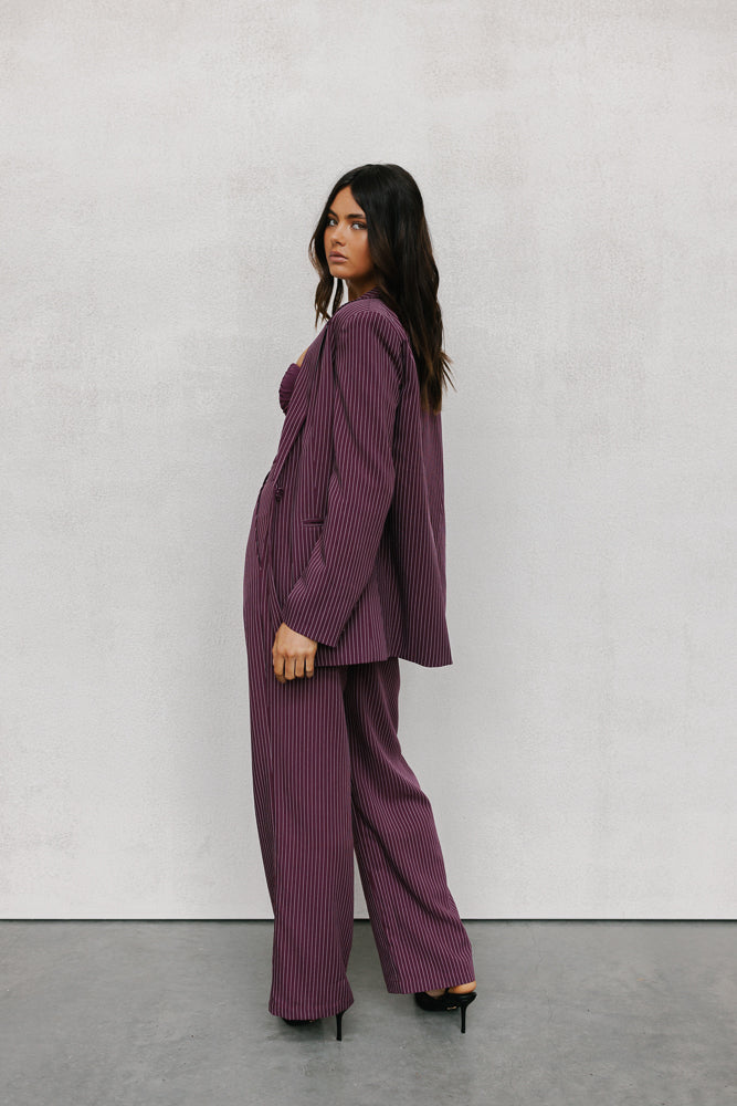 Cerlah Tailored Pants - Plum Pinstripe