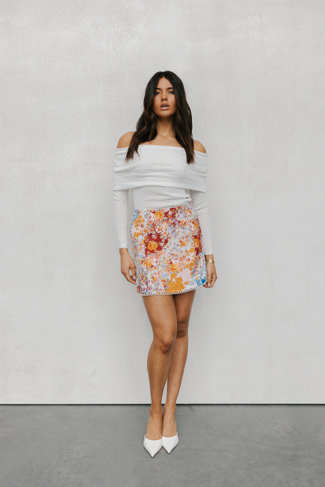 Garnet Off-Shoulder Knit Top - Ivory