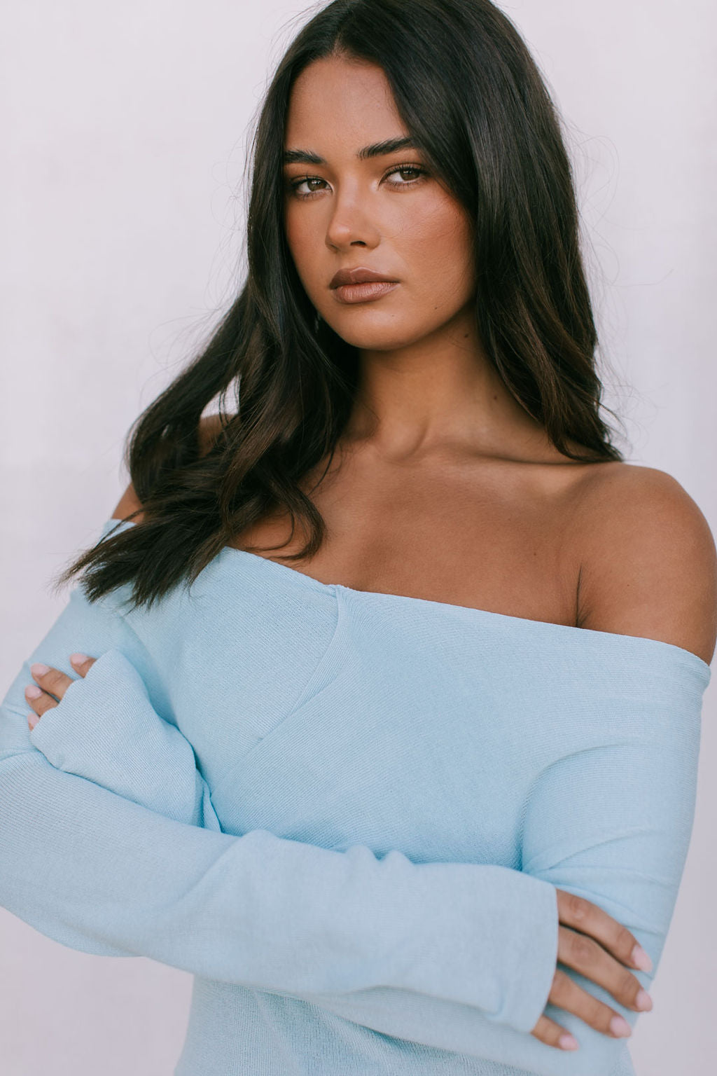 Nima Knit Long-sleeve Top - Baby Blue