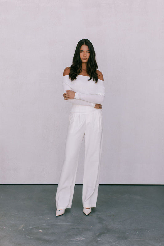 Garnet Off-Shoulder Knit Top - Ivory
