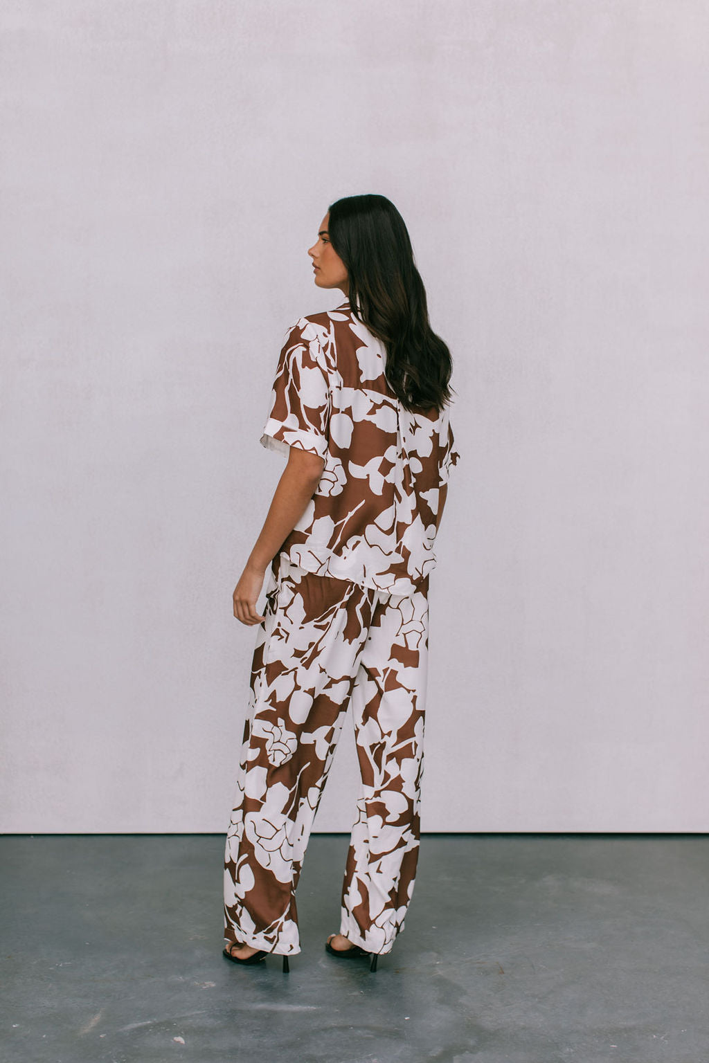Matera Pants - Chocolate Brown/Cream Floral Print