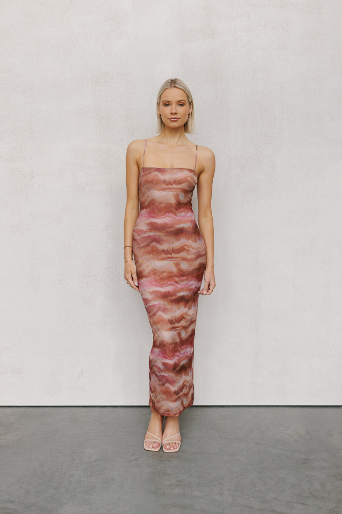 Otto Midi Dress - Rosewood Mesh
