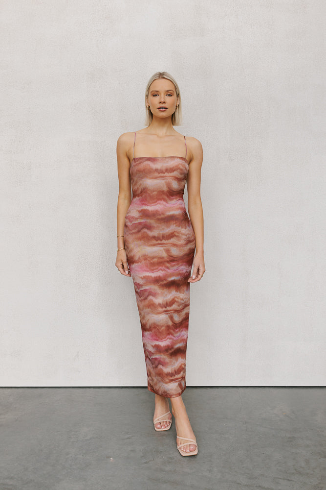 Otto Midi Dress - Rosewood Mesh
