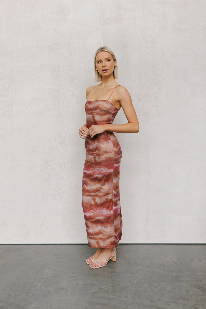 Otto Midi Dress - Rosewood Mesh