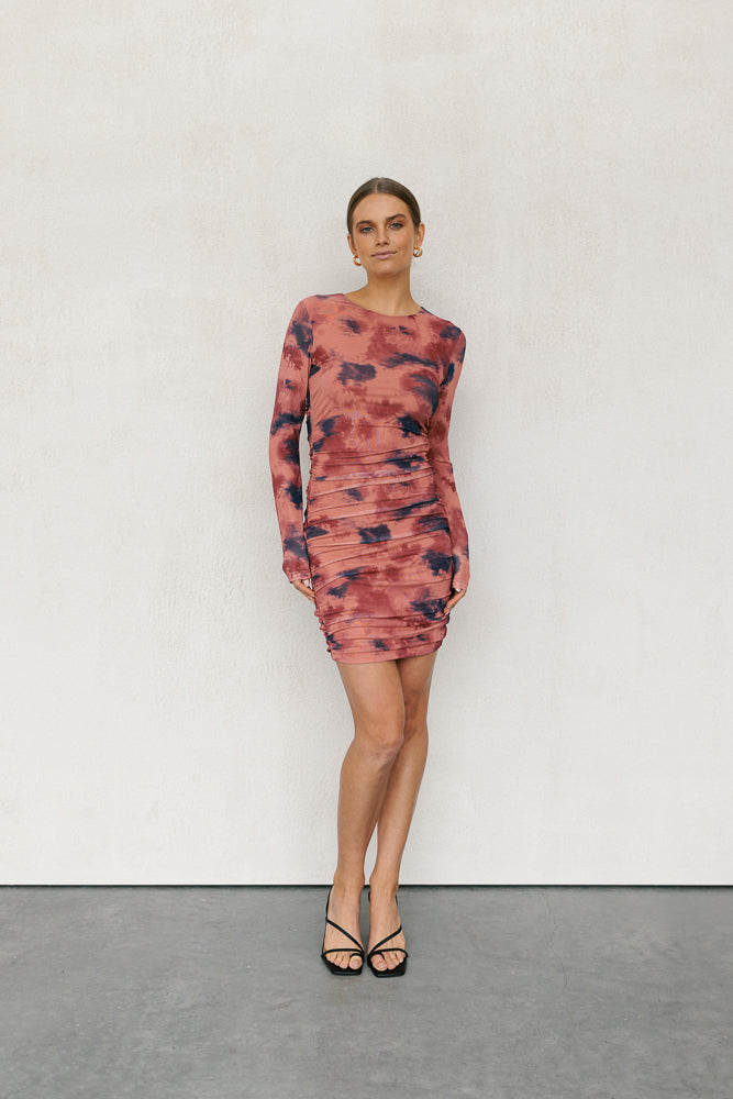 Willora Mini Dress - Rust Ink Mesh