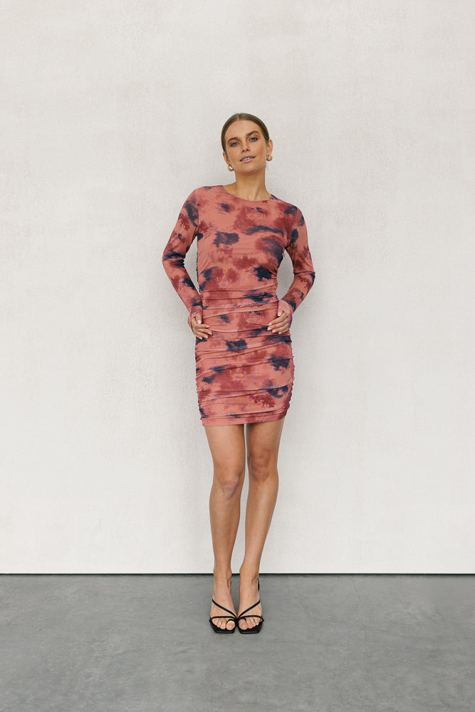 Willora Mini Dress - Rust Ink Mesh