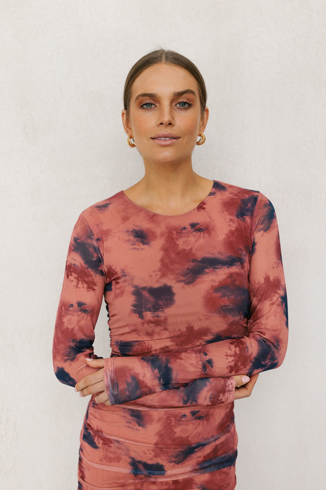 Willora Mini Dress - Rust Ink Mesh