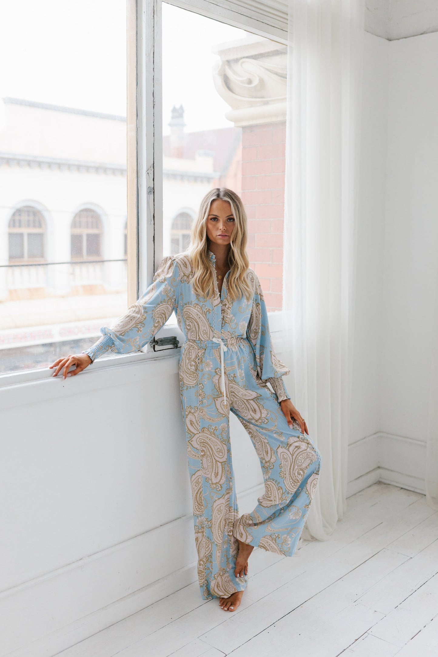 Citta Pants - Sky Blue Paisley Print