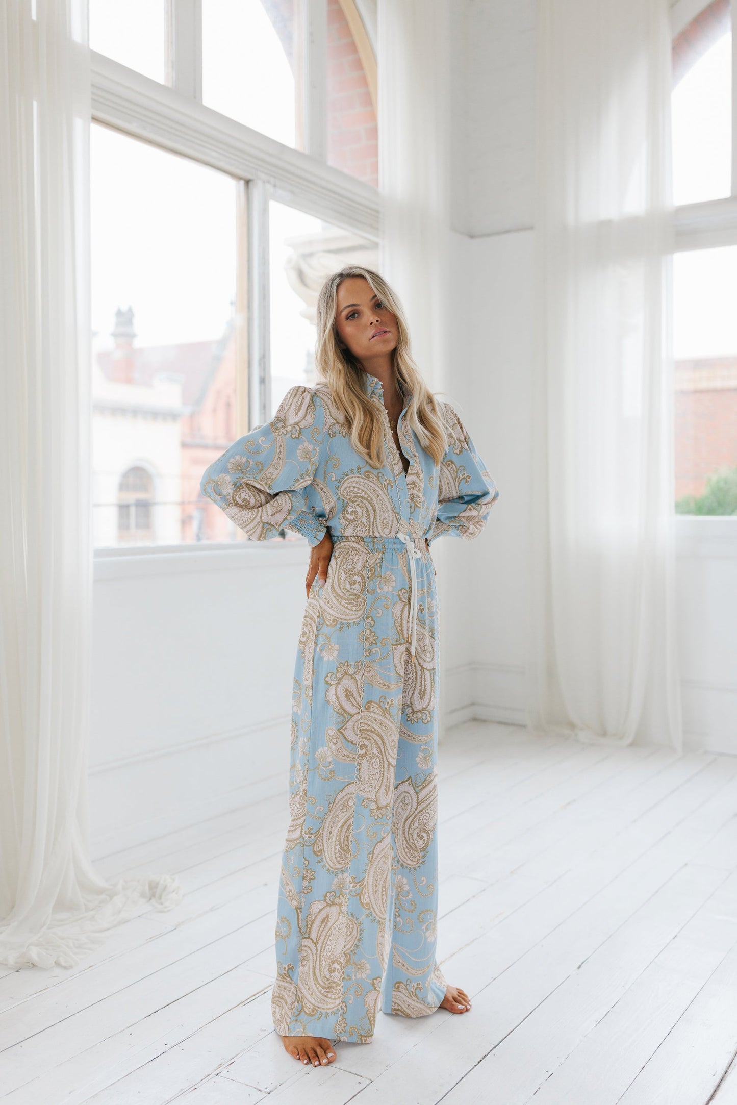 Citta Pants - Sky Blue Paisley Print