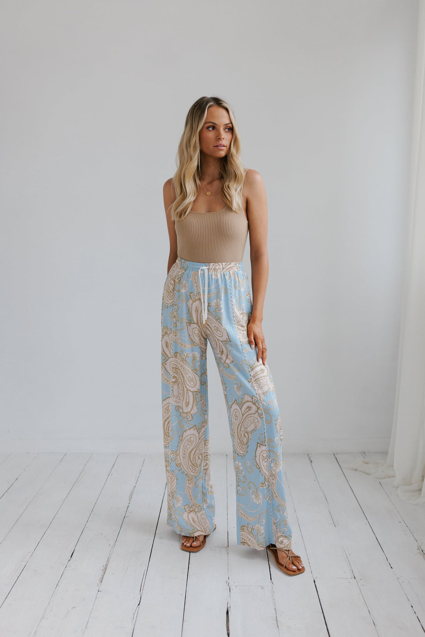 Citta Pants - Sky Blue Paisley Print