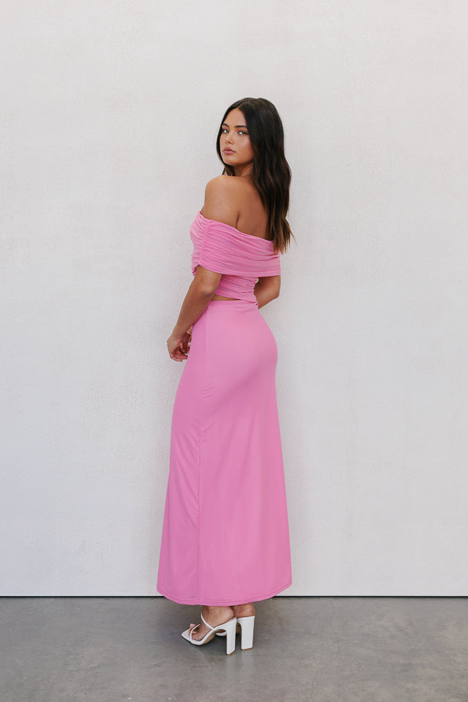 Fiora Maxi Dress - Pink Mesh