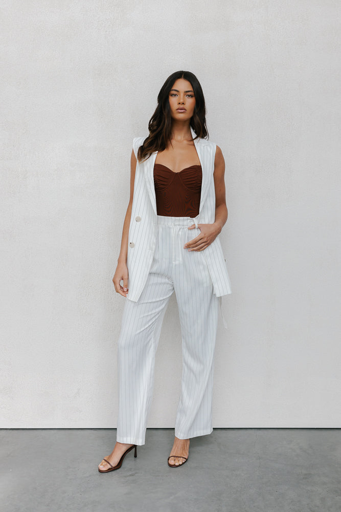 Cerlah Tailored Pants - White Pinstripe