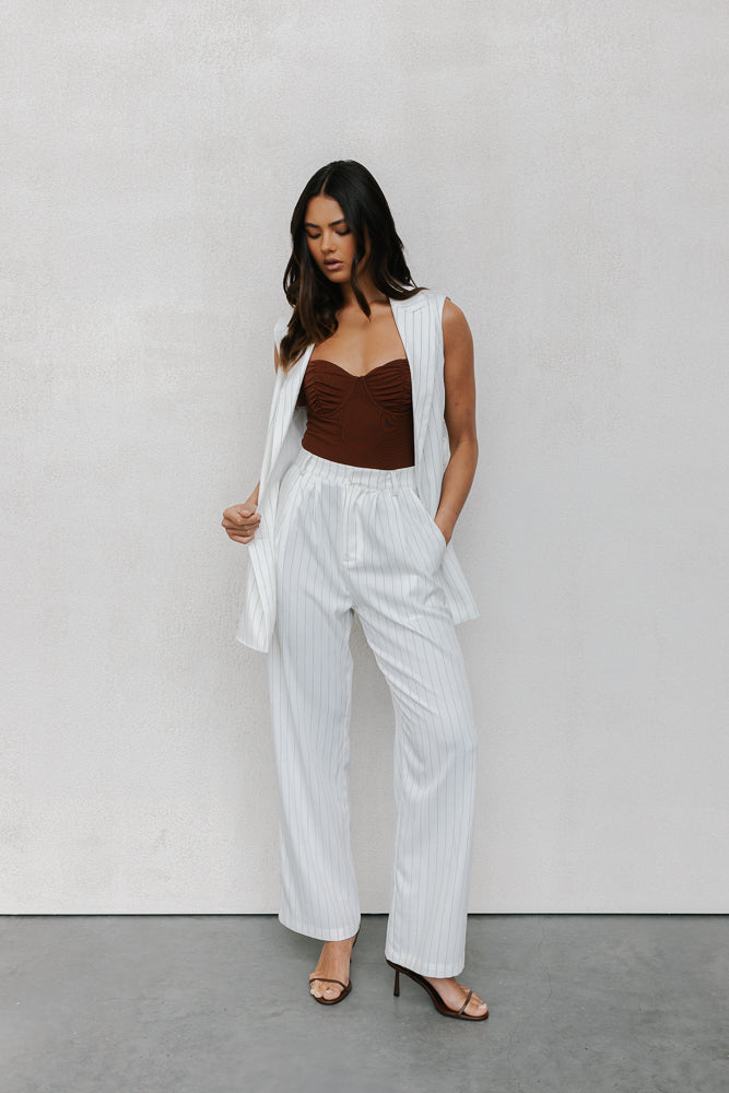 Cerlah Tailored Pants - White Pinstripe