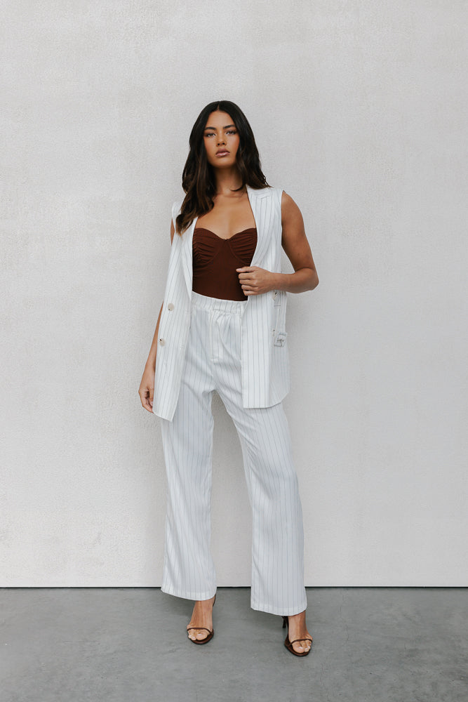 Cerlah Tailored Pants - White Pinstripe