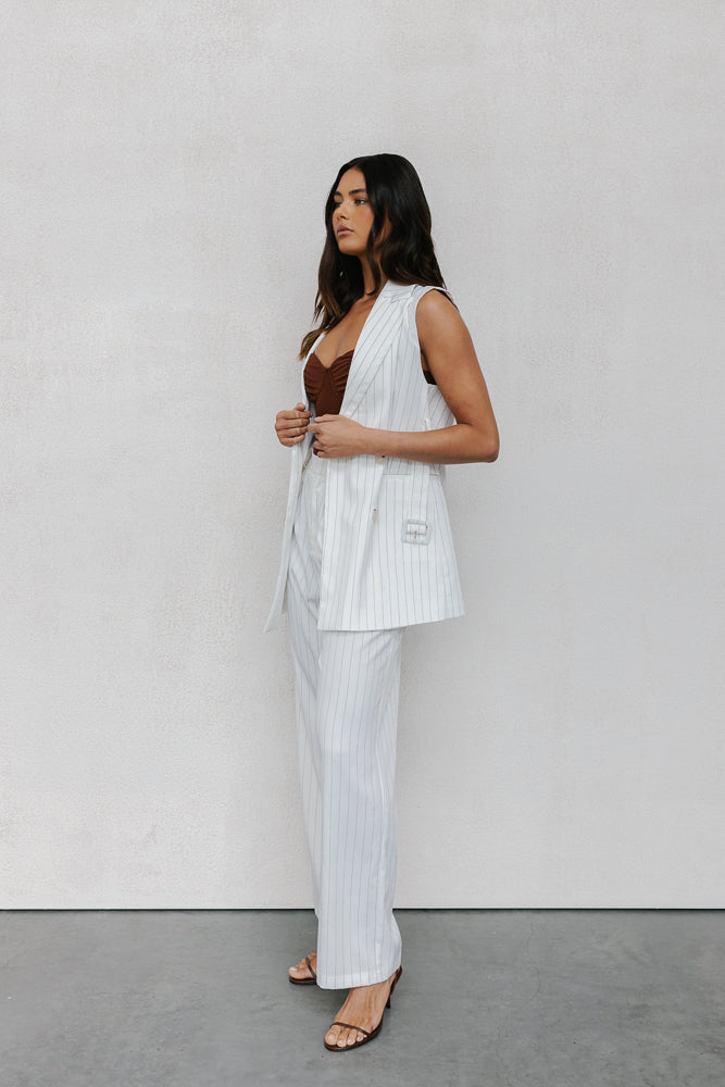 Cerlah Tailored Pants - White Pinstripe