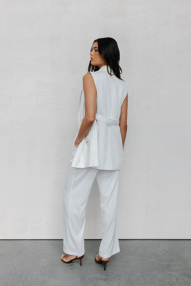 Cerlah Tailored Pants - White Pinstripe