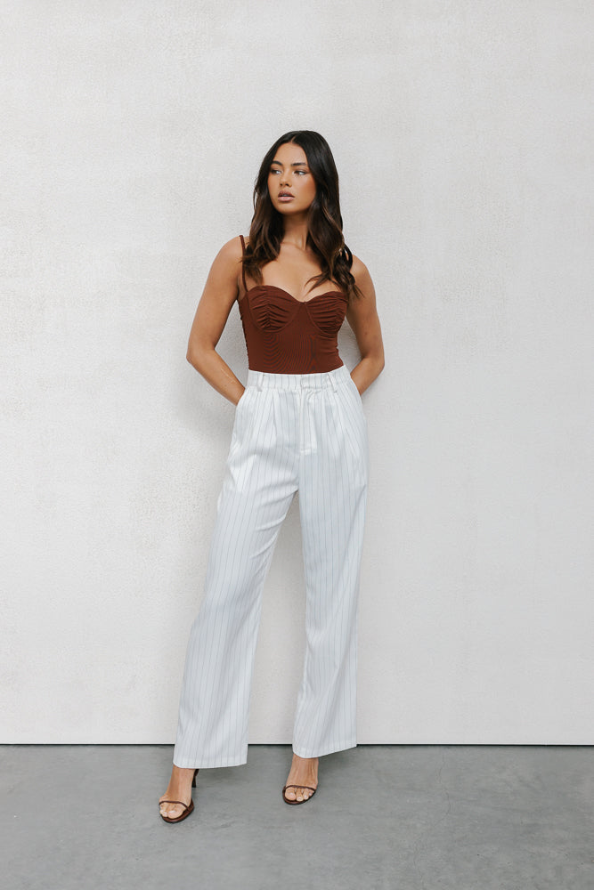 Cerlah Tailored Pants - White Pinstripe