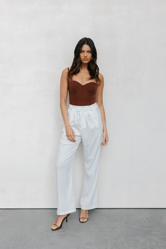 Cerlah Tailored Pants - White Pinstripe